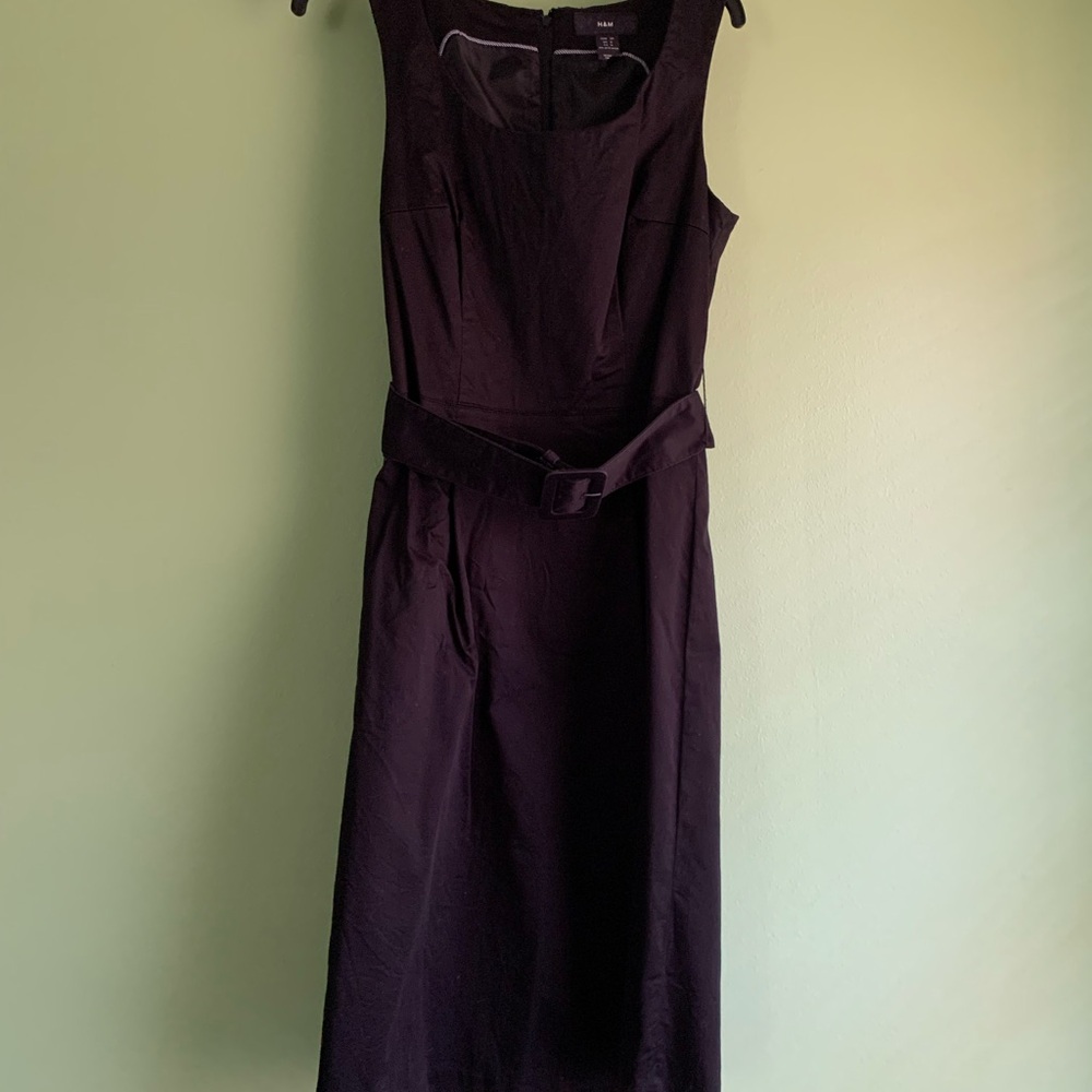 H&M Black Midi Dress with Belt